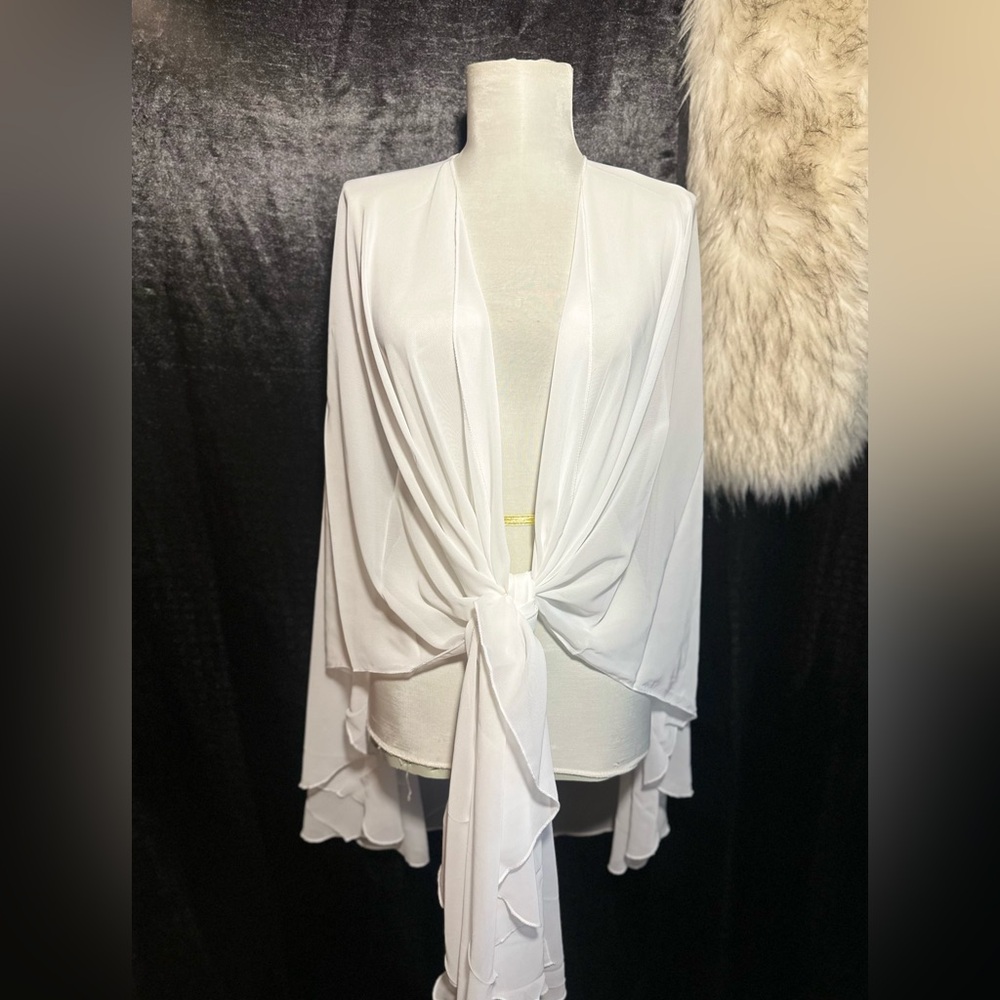 Elegant White Draped Cardigan